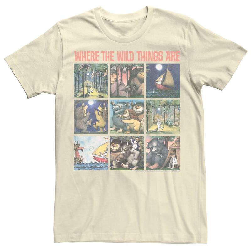 アニメキャラクター メンズ トップス Tシャツ Licensed Character Men's Where The Wild Things Are Story Panels Tee Natural