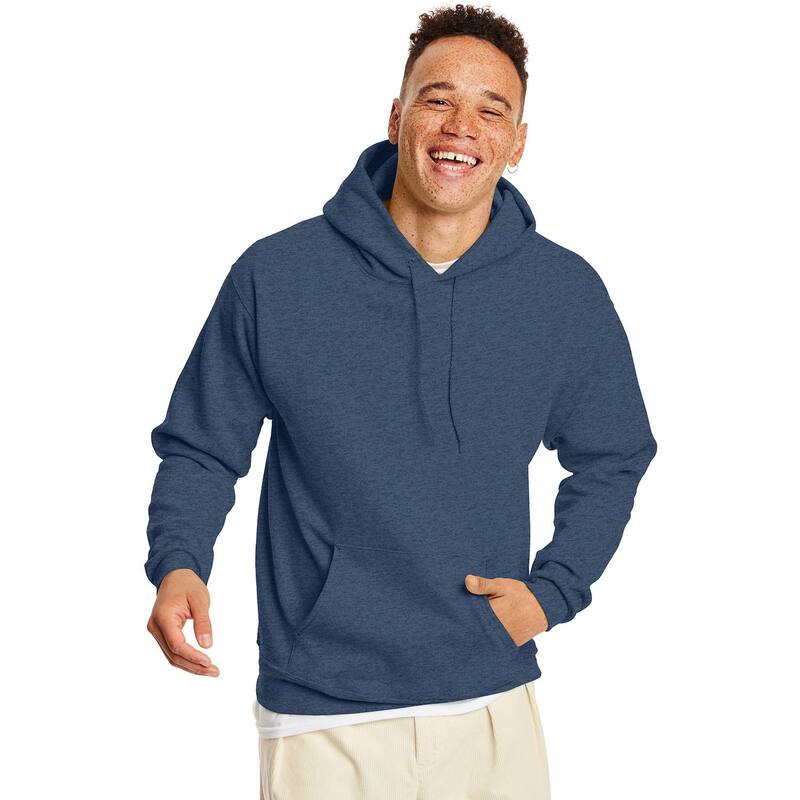 ヘインズ メンズ トップス Tシャツ フリース パーカー Men's Hanes EcoSmart Fleece Pullover Hoodie Heather Navy ヘザー