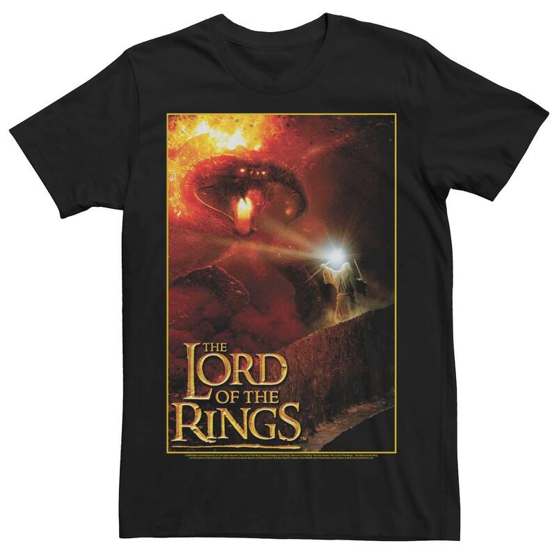 アニメキャラクター メンズ トップス Tシャツ Licensed Character Men's The Lord Of The Rings Gandalf Vs. Balrog Poster Tee Black ブラック