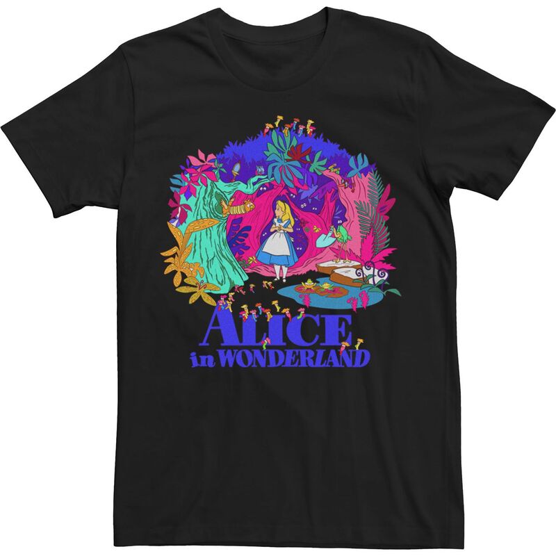ディズニー メンズ トップス Tシャツ フラワー柄 フラワー Disney's Alice In Wonderland Men's Neon Floral Tee Black ブラック 7,489円