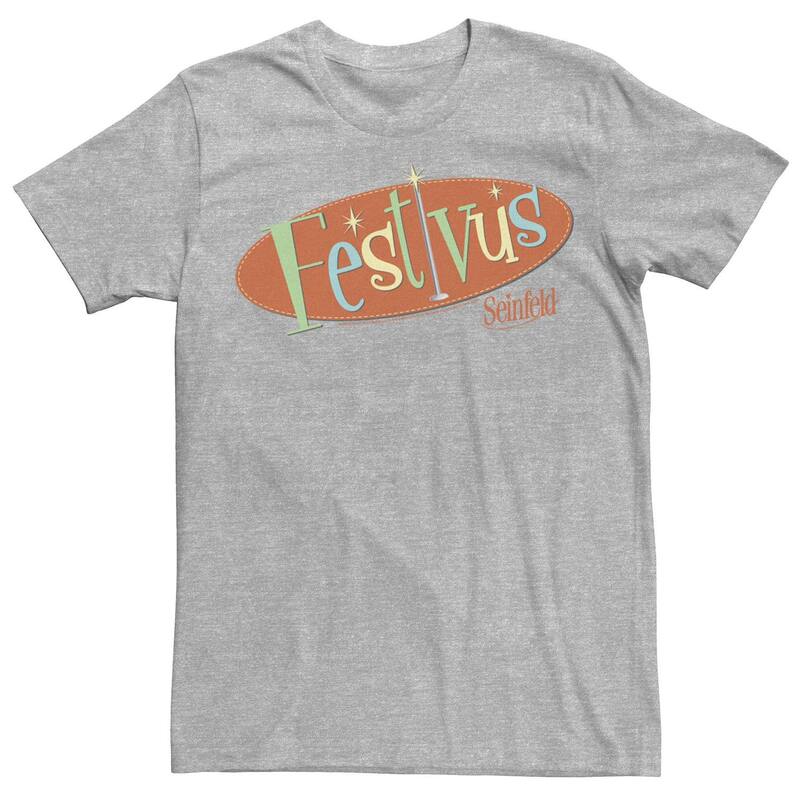アニメキャラクター メンズ トップス Tシャツ ロゴ Licensed Character Men'seinfeld Festivus Logo Tee Athletic Heather ヘザー