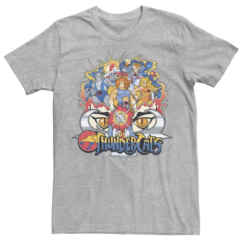 アニメキャラクター メンズ トップス Tシャツ ロゴ Licensed Character Men's ThunderCats Group Shot Logo Badge Tee Athletic Heather ヘザー