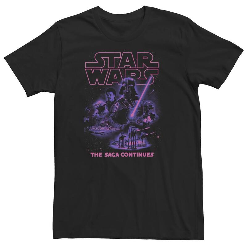 スター ウォーズ メンズ トップス Tシャツ トール Big & Tall Star Wars: The Saga Continues Darth Vader Movie Poster Tee Black ブラック