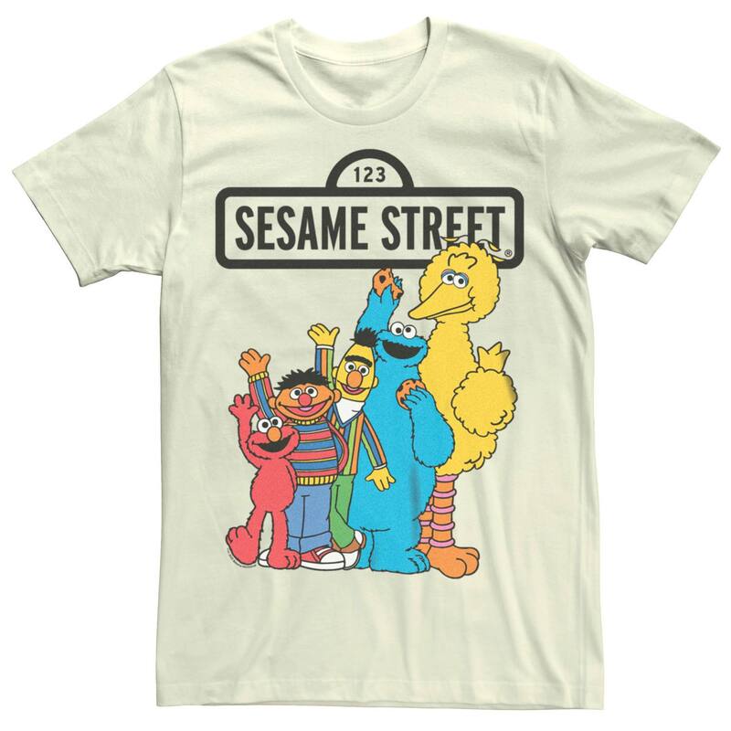 アニメキャラクター メンズ トップス Tシャツ Licensed Character Men'sesame Street Friends Wave Tee Natural