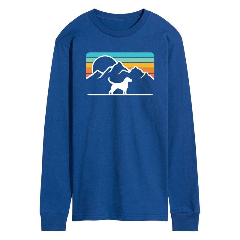 アニメキャラクター メンズ トップス Tシャツ グラフィック Licensed Character Men's Dog With Retro Mountain Long Sleeve Graphic Tee Blue ブルー