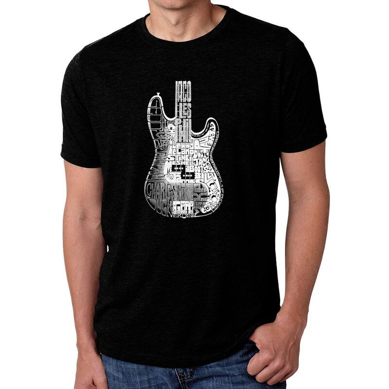 エルエーポップアート メンズ トップス Tシャツ LA Pop Art Bass Guitar - Men's Premium Blend Word Art-Shirt Black ブラック