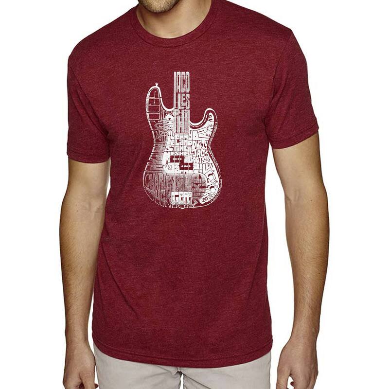 エルエーポップアート メンズ トップス Tシャツ LA Pop Art Bass Guitar - Men's Premium Blend Word Art-Shirt Burgundy バーガンディ