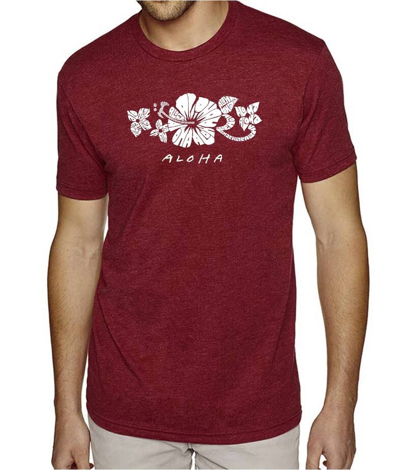 エルエーポップアート メンズ トップス Tシャツ LA Pop Art ALOHA - Men's Premium Blend Word Art-Shirt Burgundy バーガンディ