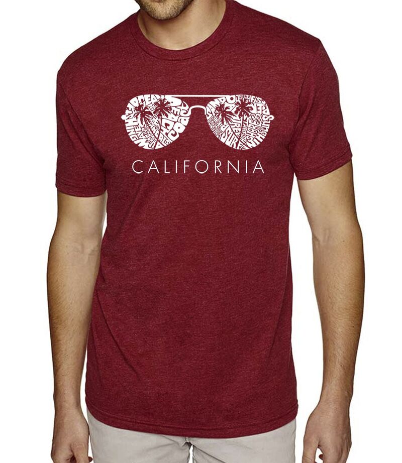 エルエーポップアート メンズ トップス ティーシャツ 天使の都市 Pop Art California Shades - Men\u0027s Premium Blend Word Art-Shirt Burgundy バーガンディ トップス-メンズファッション