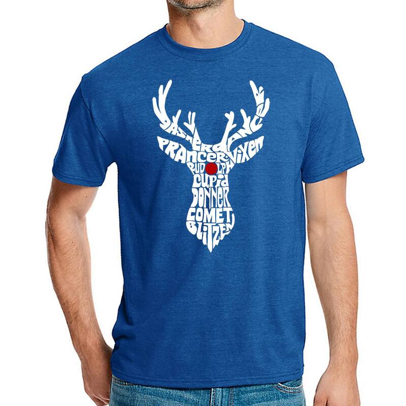 エルエーポップアート メンズ トップス Tシャツ LA Pop Art Men Premium Blend Word Art-shirt - Santa Reindeeroyal