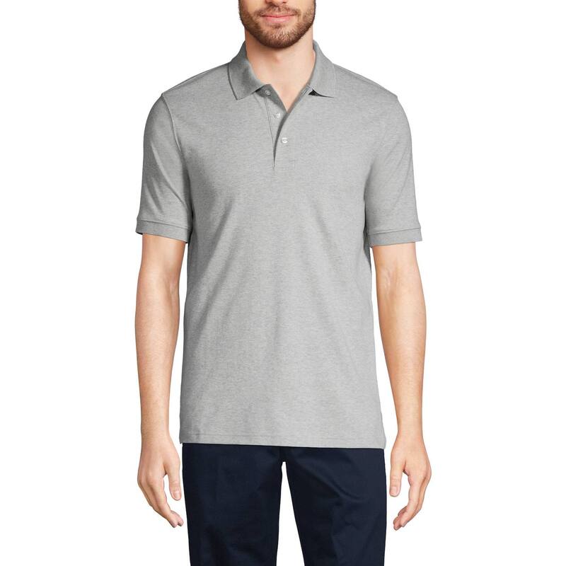 ランズエンド メンズ トップス Tシャツ ポロシャツ Men's Lands' End Short Sleeve Interlock Polo Shirt Gray Heather グレー