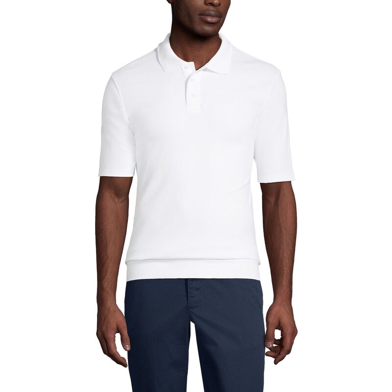 ランズエンド メンズ トップス Tシャツ ポロシャツ Men's Lands' End Short Sleeve Banded Bottom Polo Shirt White ホワイト