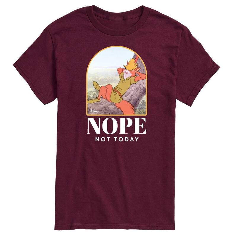 ディズニー メンズ トップス Tシャツ グラフィック Disney's Robin Hood Men's Nope Notoday Graphic Tee Maroon マルーン