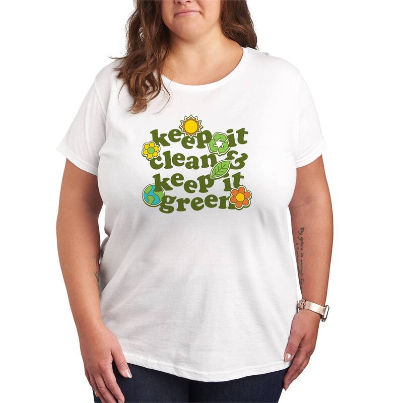 アニメキャラクター レディース トップス Tシャツ プラスサイズ グラフィック Licensed Character Plusize Keep It Clean & Keep It Green Graphic Tee White ホワイト