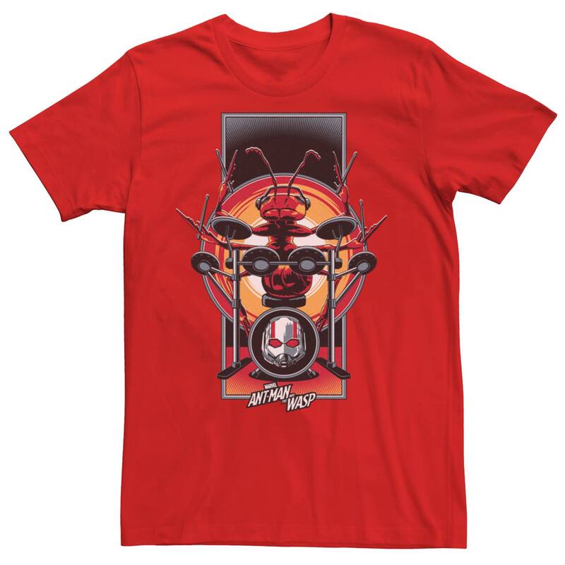 アニメキャラクター メンズ トップス Tシャツ グラフィック Licensed Character Men's Marvel Ant-Man & The Wasp Drums Graphic Tee Red レッド