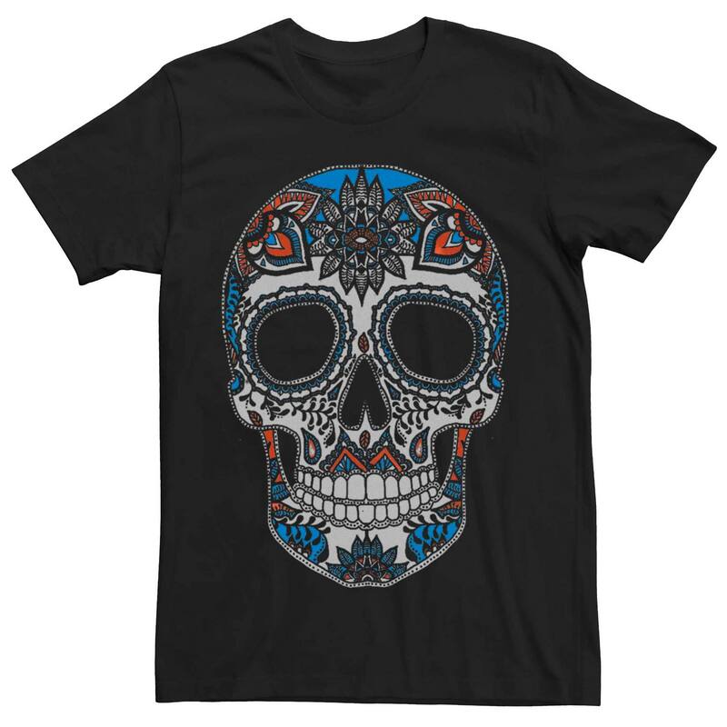 アニメキャラクター メンズ トップス Tシャツ グラフィック Licensed Character Men'sugar Skull Henna Fill Graphic Tee Black ブラック