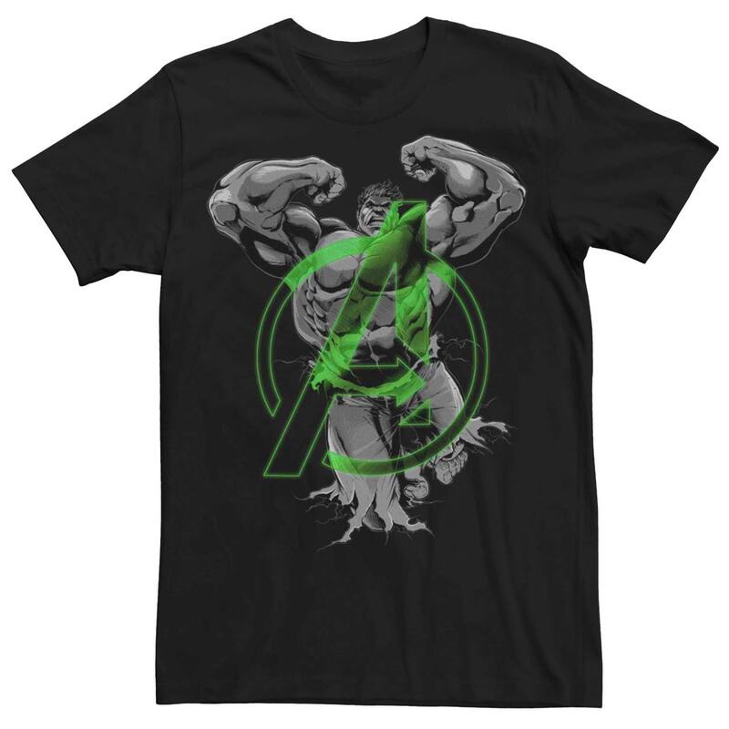 アニメキャラクター メンズ トップス Tシャツ Licensed Character Men's Marvel Hulk Avengersymbol Tee Black ブラック
