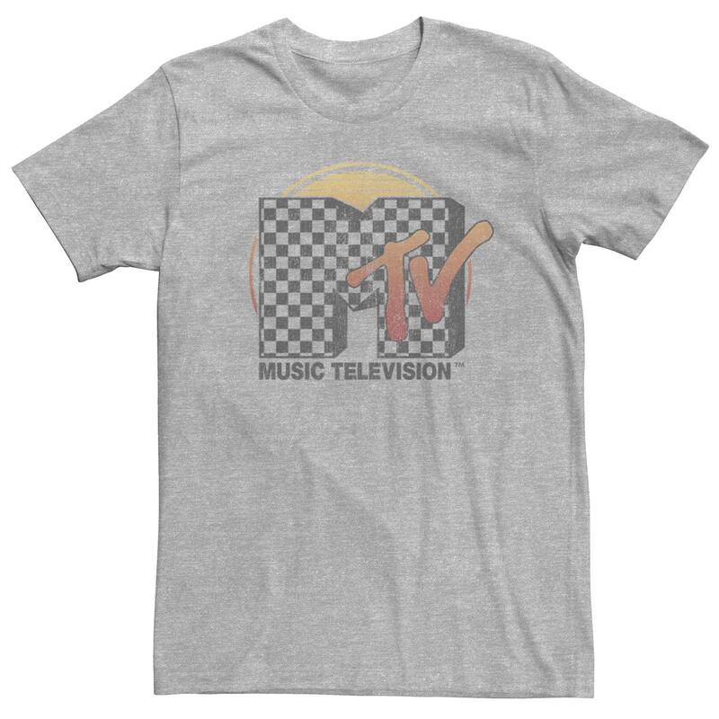 アニメキャラクター メンズ トップス Tシャツ ロゴ Licensed Character Men's MTV Faded Checkered Logo Short Sleeve Tee Athlc Hthr チェック