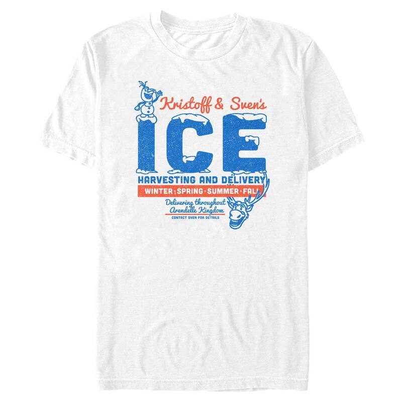 ディズニー メンズ トップス Tシャツ ベスト Disney's Frozen Men's Kristoff & Sven's Ice Harvesting Andelivery Tee White ホワイト