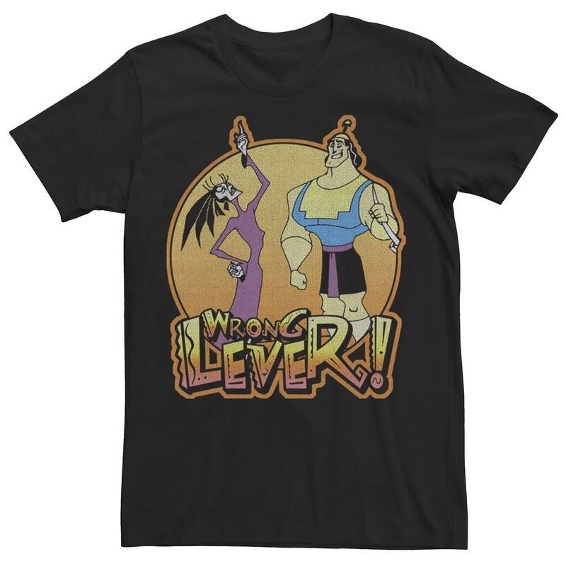 ディズニー メンズ トップス Tシャツ Disney's Emperor's New Groove Kronk And Esma Men's Wrong Lever Tee Black ブラック