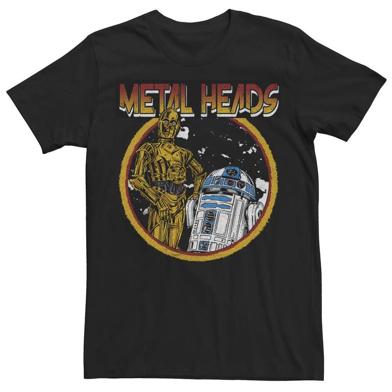 スター ウォーズ メンズ トップス Tシャツ Men'star Wars Metal Headroids Tee Black ブラック