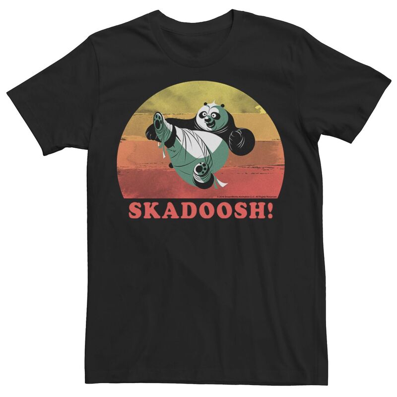 アニメキャラクター メンズ トップス Tシャツ Licensed Character Men's Kung Fu Panda Skadoosh! Retro Circle Portraitee Black ブラック