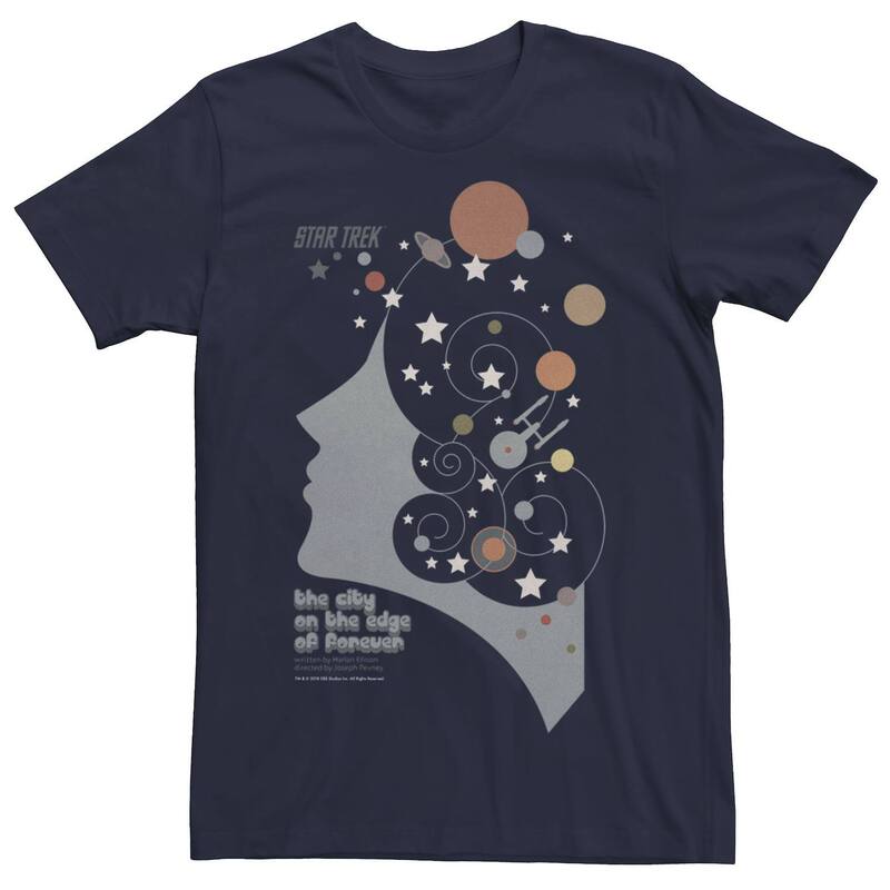 アニメキャラクター メンズ トップス Tシャツ Licensed Character Men'star Trek Original Series "Edge oforever" Tee Navy ネイビー