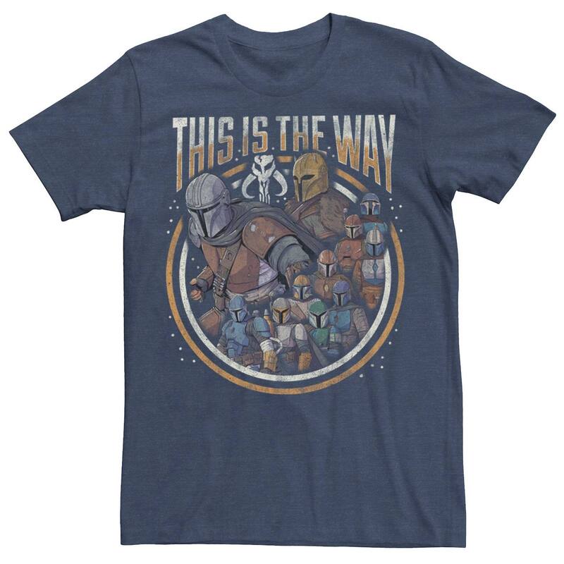 スター ウォーズ メンズ トップス Tシャツ Men'star Wars The Mandalorian Group Shothis The Way Tee Navy Heather ヘザー