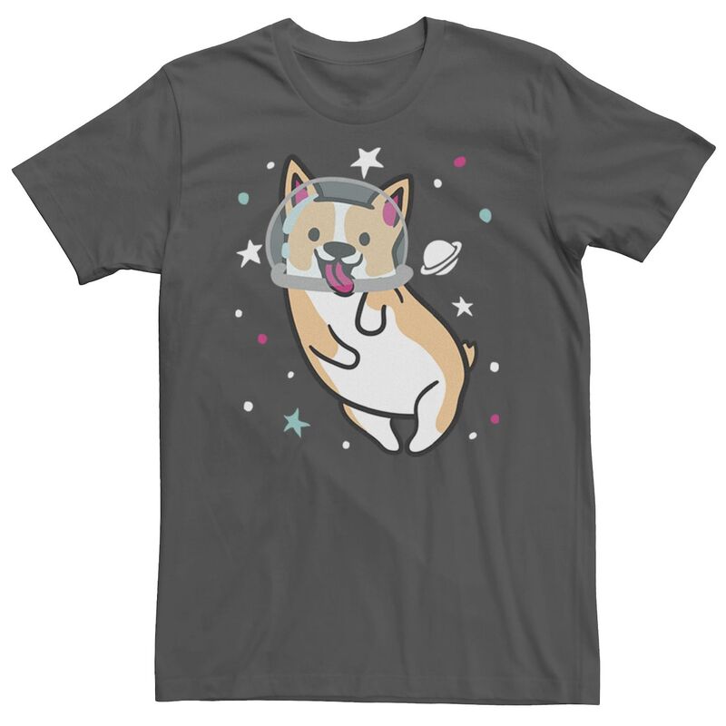アニメキャラクター メンズ トップス Tシャツ グラフィック Licensed Character Men'space Corgi Graphic Tee Charcoal チャコール
