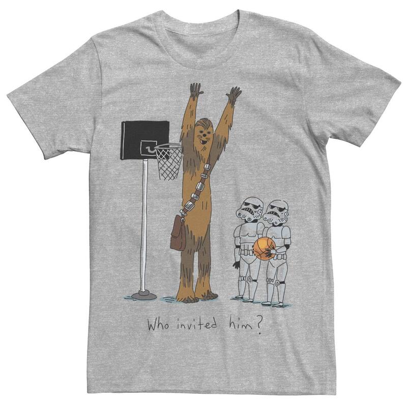 アニメキャラクター メンズ トップス Tシャツ Licensed Character Men'star Wars Chewbacca Basketball Who Invited Him Tee Athletic Heather ヘザー