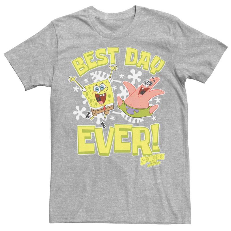 アニメキャラクター メンズ トップス Tシャツ Licensed Character Men'spongeBob Sponge On The Run Best Day Ever Tee Athletic Heather ヘザー
