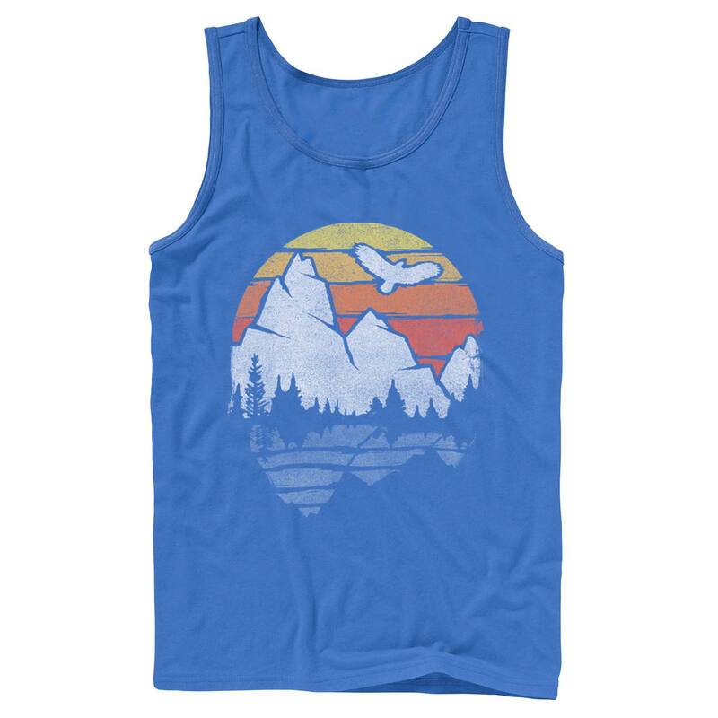 アニメキャラクター メンズ トップス Tシャツ ヴィンテージ Licensed Character Men's Mountain Sunset Reflection Explore Outdoors Vintage Tank Top Royal