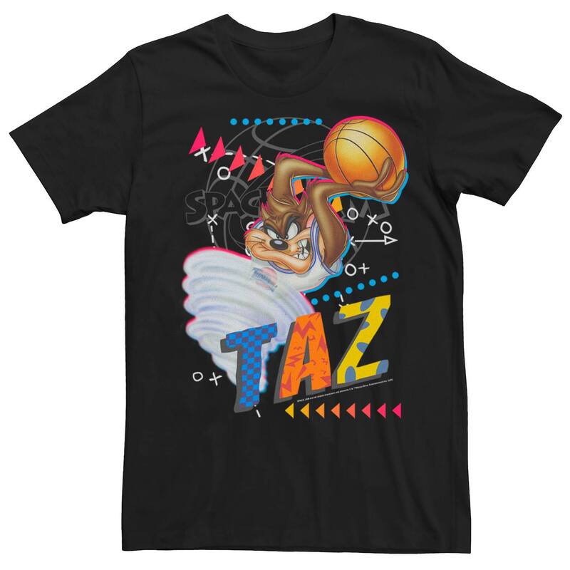 アニメキャラクター メンズ トップス Tシャツ Licensed Character Men'space Jam Taz Basketball Portraitee Black ブラック