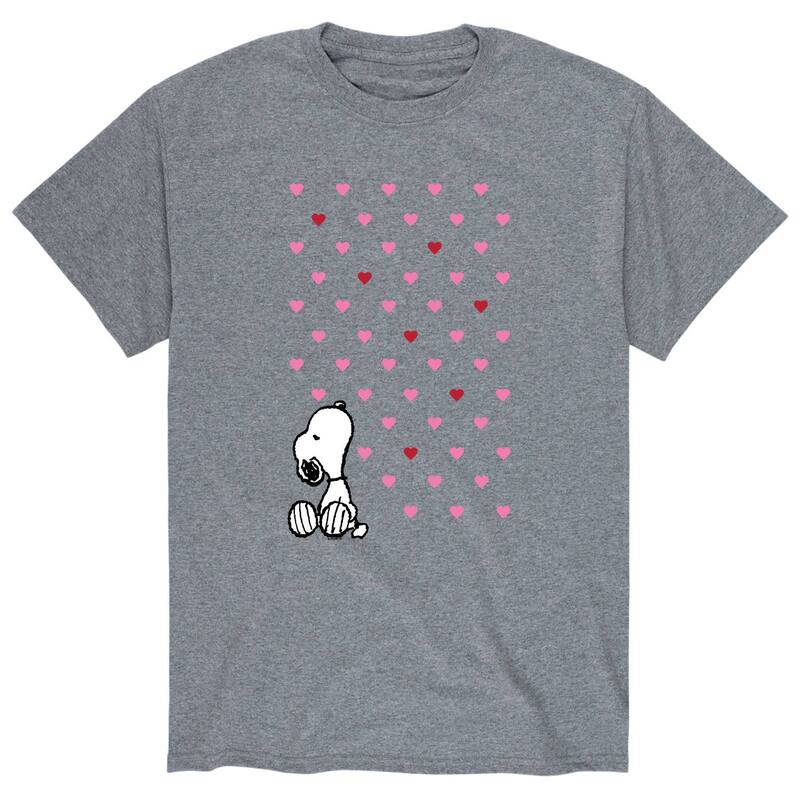 アニメキャラクター メンズ トップス Tシャツ Licensed Character Men's Peanuts Valentine Snoopy Hearts Tee Gray グレー 6,636円