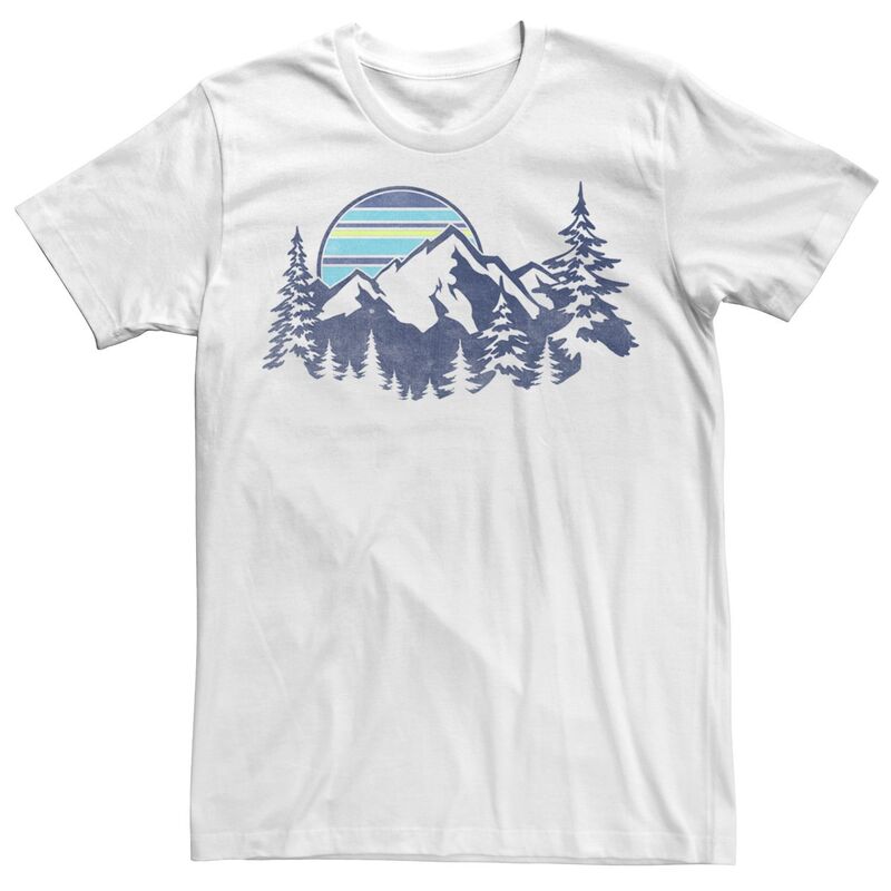 アニメキャラクター メンズ トップス Tシャツ Licensed Character Men's Mountain Range Striped Sunsetee White ホワイト