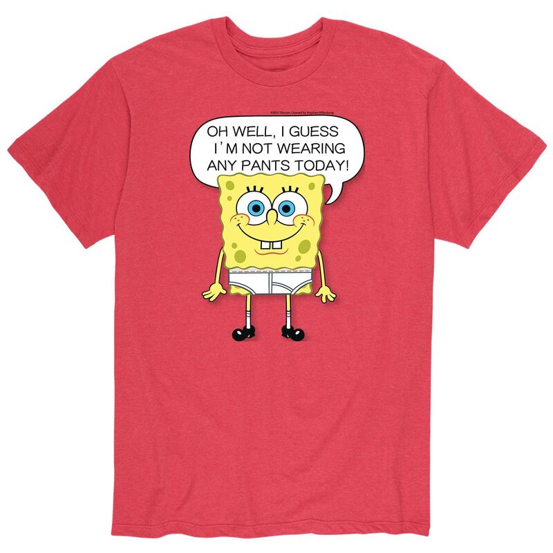 ニコロデオン メンズ トップス Tシャツ パンツ Nickelodeon Men'spongeBob No Pants Tee Red レッド