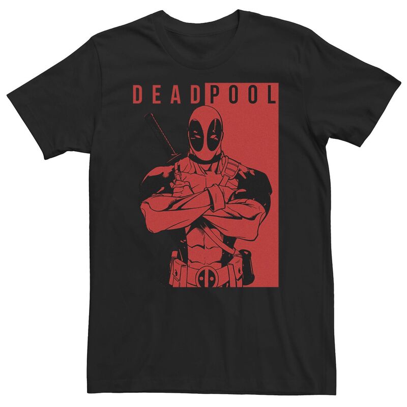 マーベル メンズ トップス Tシャツ トール Big & Tall Marvel Deadpool Two-Toned Portraitee Black ブラック