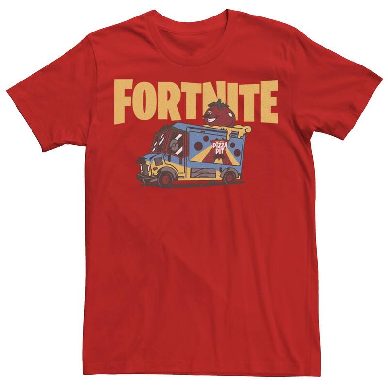 アニメキャラクター メンズ トップス Tシャツ ロゴ Licensed Character Men's Fortnite Petes Pizza Fortnite Truck Logo Tee Red レッド