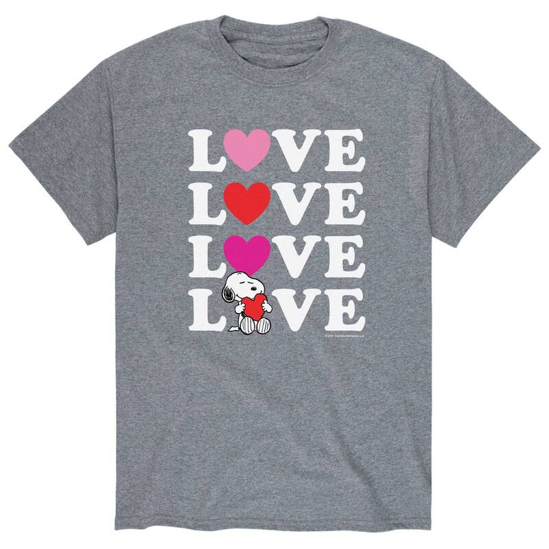 アニメキャラクター メンズ トップス Tシャツ Licensed Character Men's Peanuts Love Stacked Tee Gray グレー