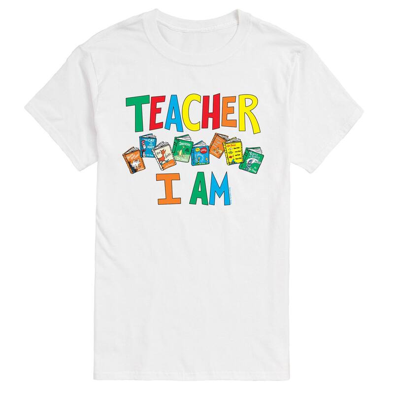 アニメキャラクター メンズ トップス Tシャツ Licensed Character Men's Dr. Seuss Teacher I Am Tee White ホワイト