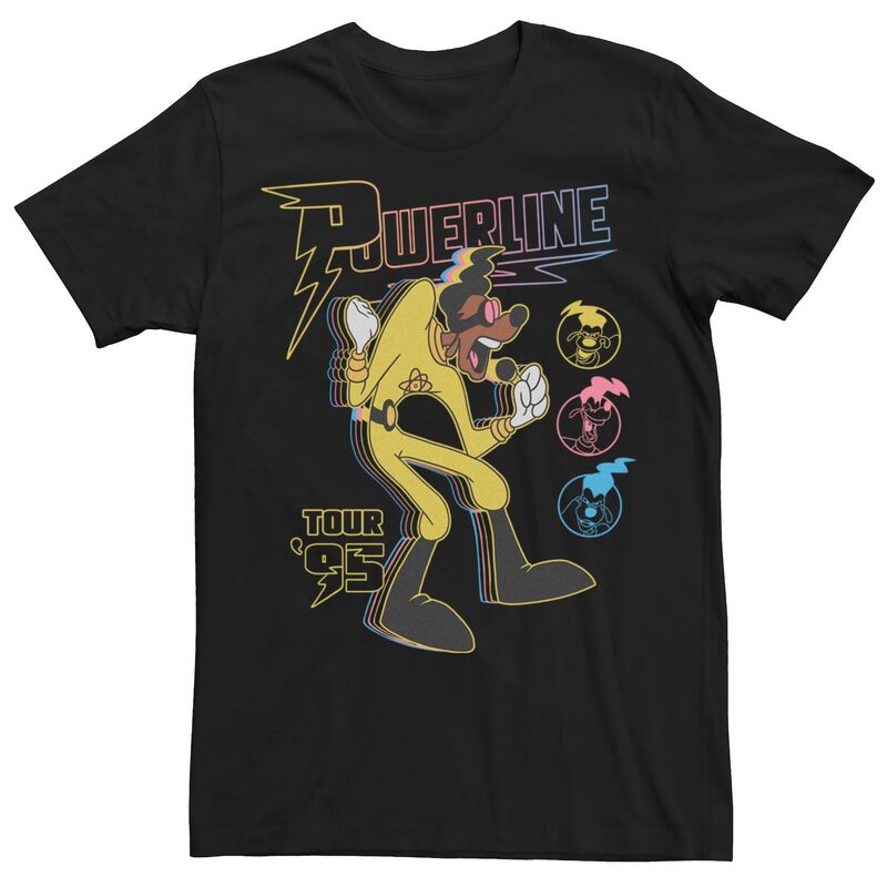 ディズニー メンズ トップス Tシャツ Men's Disney's A Goofy Movie Powerline Tour 95 Tee Black ブラック