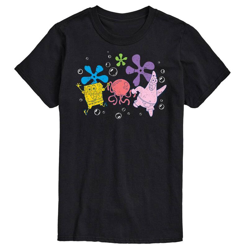 ニコロデオン メンズ トップス Tシャツ パンツ トール グラフィック Nickelodeon Big & Tall SpongeBob SquarePants Jellyfishing With Patrick Graphic Tee Black ブラック
