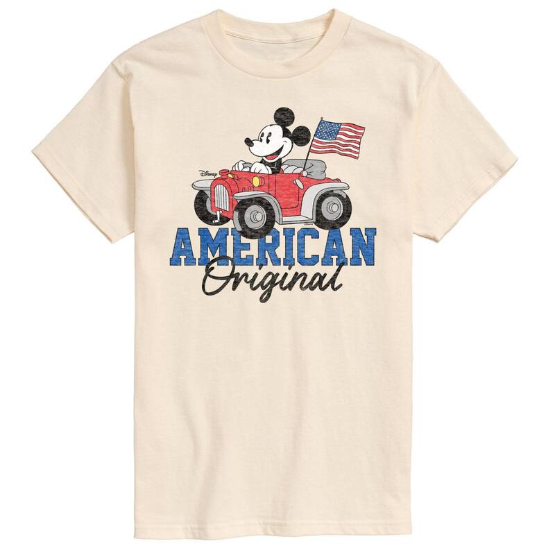 ディズニー メンズ トップス Tシャツ グラフィック Disney's Mickey Mouse Men's American Original Graphic Tee Beige ベージュ
