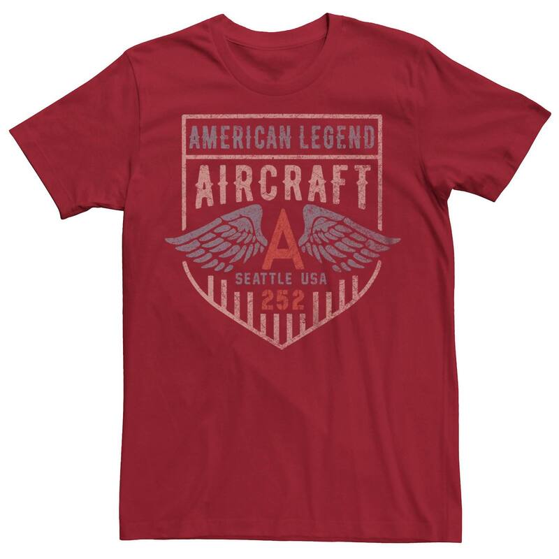 アニメキャラクター メンズ トップス Tシャツ グラフィック Licensed Character Men's American Legend Aircraft Seattle USA 252 Shield Wings Graphic Tee Cardinal