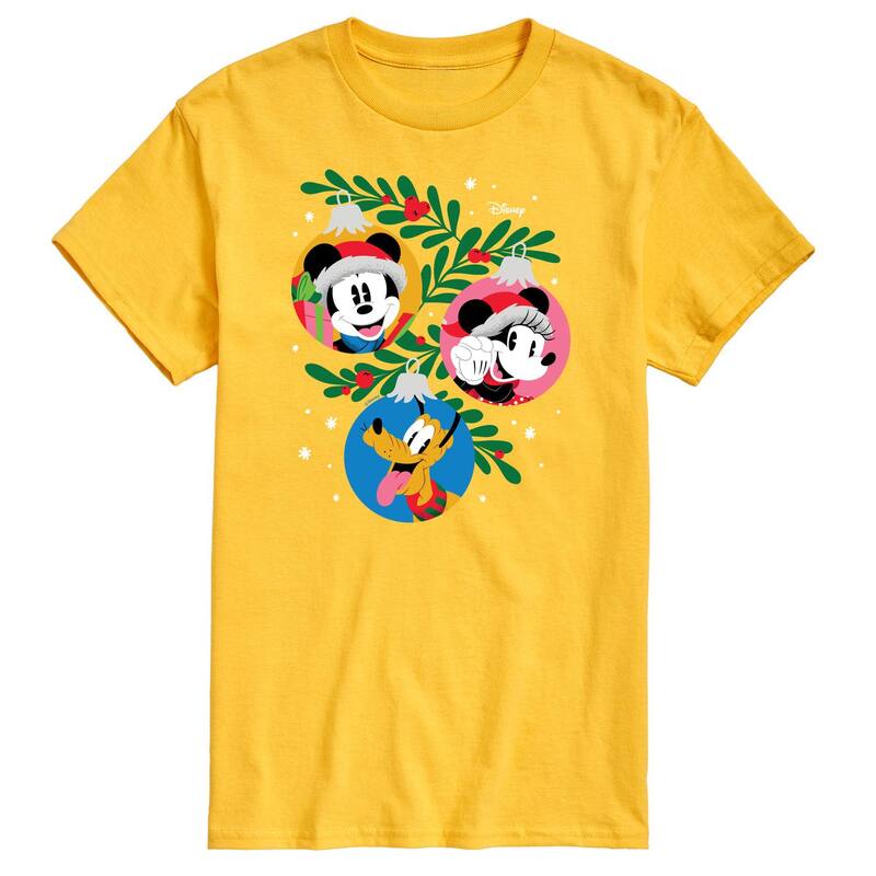 ディズニー メンズ トップス Tシャツ グラフィック Disney's Mickey Mouse & Friends Men's Ornaments Graphic Tee Yellow イエロー