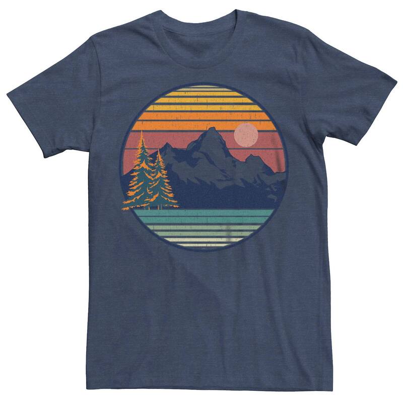 アニメキャラクター メンズ トップス Tシャツ キャップ ケープ グラフィック Licensed Character Men's Mountain View Landscape Circle Graphic Tee Navy Heather ヘザー