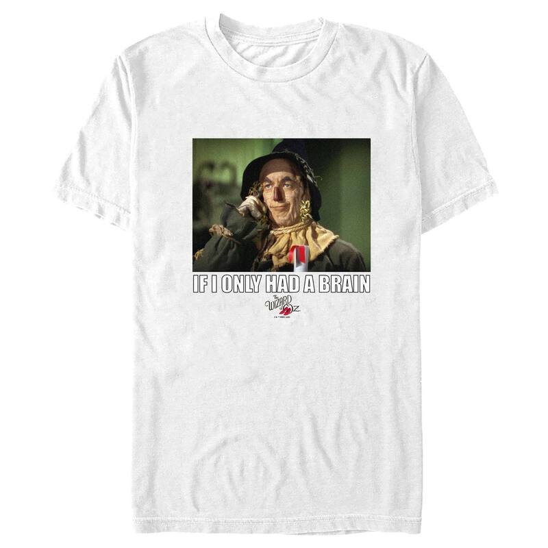 アニメ人となり メンズ トップス ティーシャツ グラフィック Licensed Character Men\u0027s The Wizard of OZ IF I ONLY HAD A BRAIN Graphic Tee White 白いこと トップス-メンズファッション-Tシャツ・カットソー