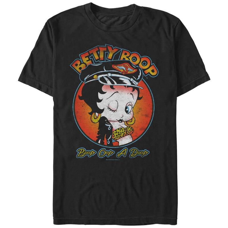 アニメキャラクター メンズ トップス Tシャツ グラフィック Licensed Character Men's Betty Boop Biker Chic Graphic Tee Black ブラック