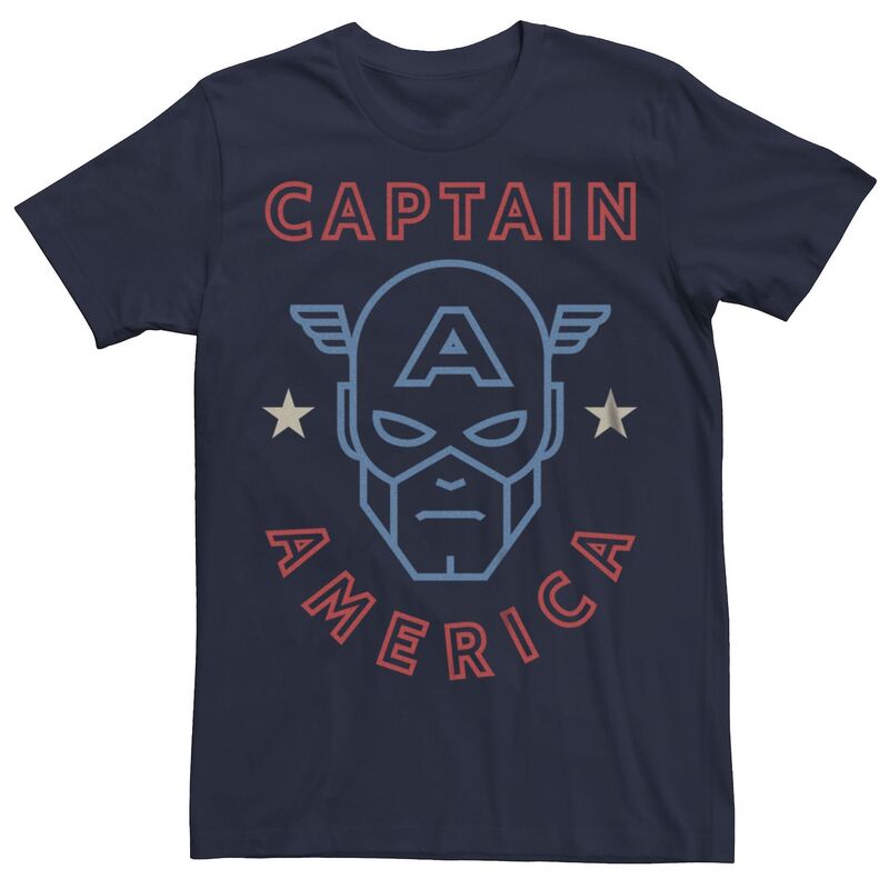 アニメ人となり メンズ トップス ティーシャツ 鳥打ち帽 グラフィック Licensed Character Men\u0027s Captain America Helmet Graphic Tee Navy 米国海軍 Tシャツ・カットソー-メンズファッション-トップス