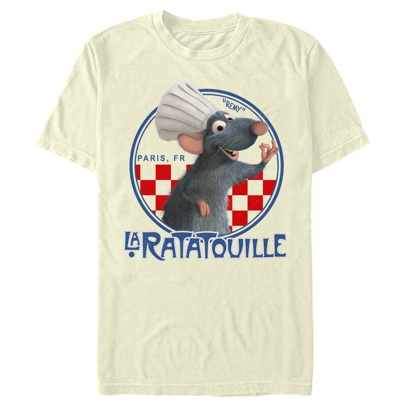 ディズニー ピクサー メンズ トップス Tシャツ グラフィック Disney / Pixar's Ratatouille Chef Remy Stamp Men's Graphic Tee Natural